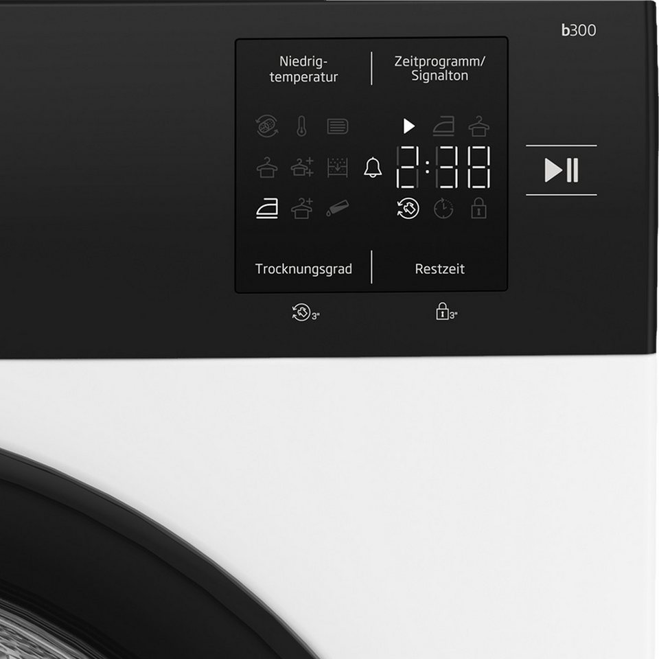 BEKO Wärmepumpentrockner BM3T37240W, Hygiene Auffrischen, Multifunktionsdisplay,