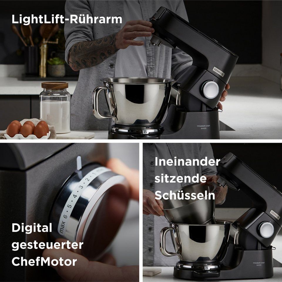 KENWOOD Küchenmaschine Titanium Chef Baker KVC85.004BK, 1200 W, 5 l Schüssel