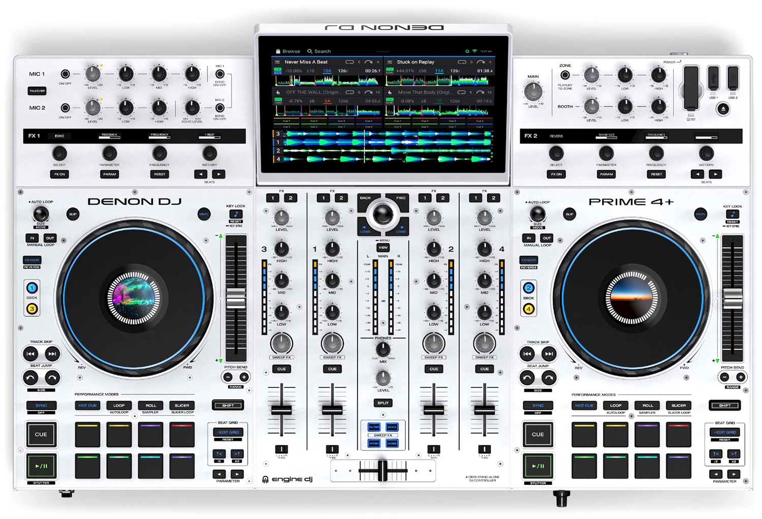 Denon-DJ-Prime-4-Plus---White-Edition---Top-View