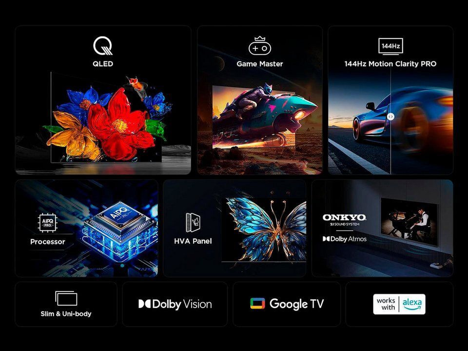 TCL 85P81KXB QLED-Fernseher (215 cm/85 Zoll, 4K Ultra HD, Google TV, Smart-TV, 1