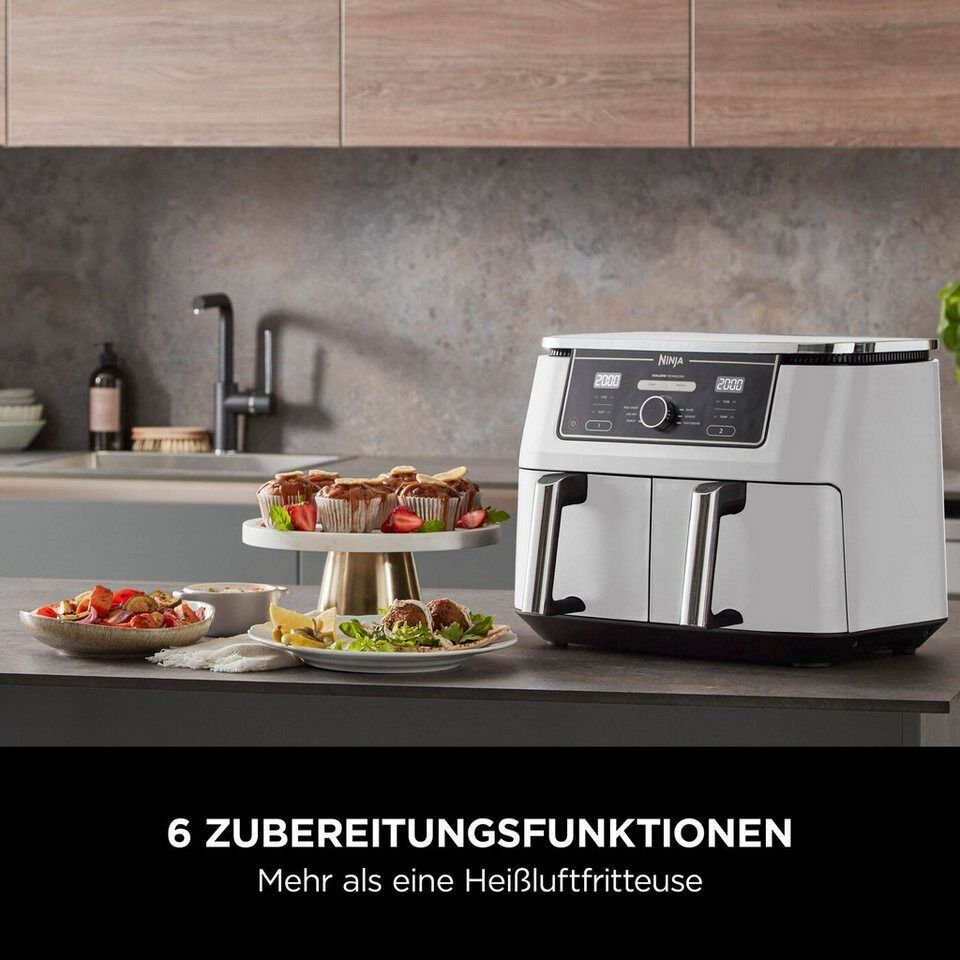 NINJA Heißluftfritteuse Ninja Foodi MAX Dual Zone Heißluftfritteuse AF400EUWH, 2