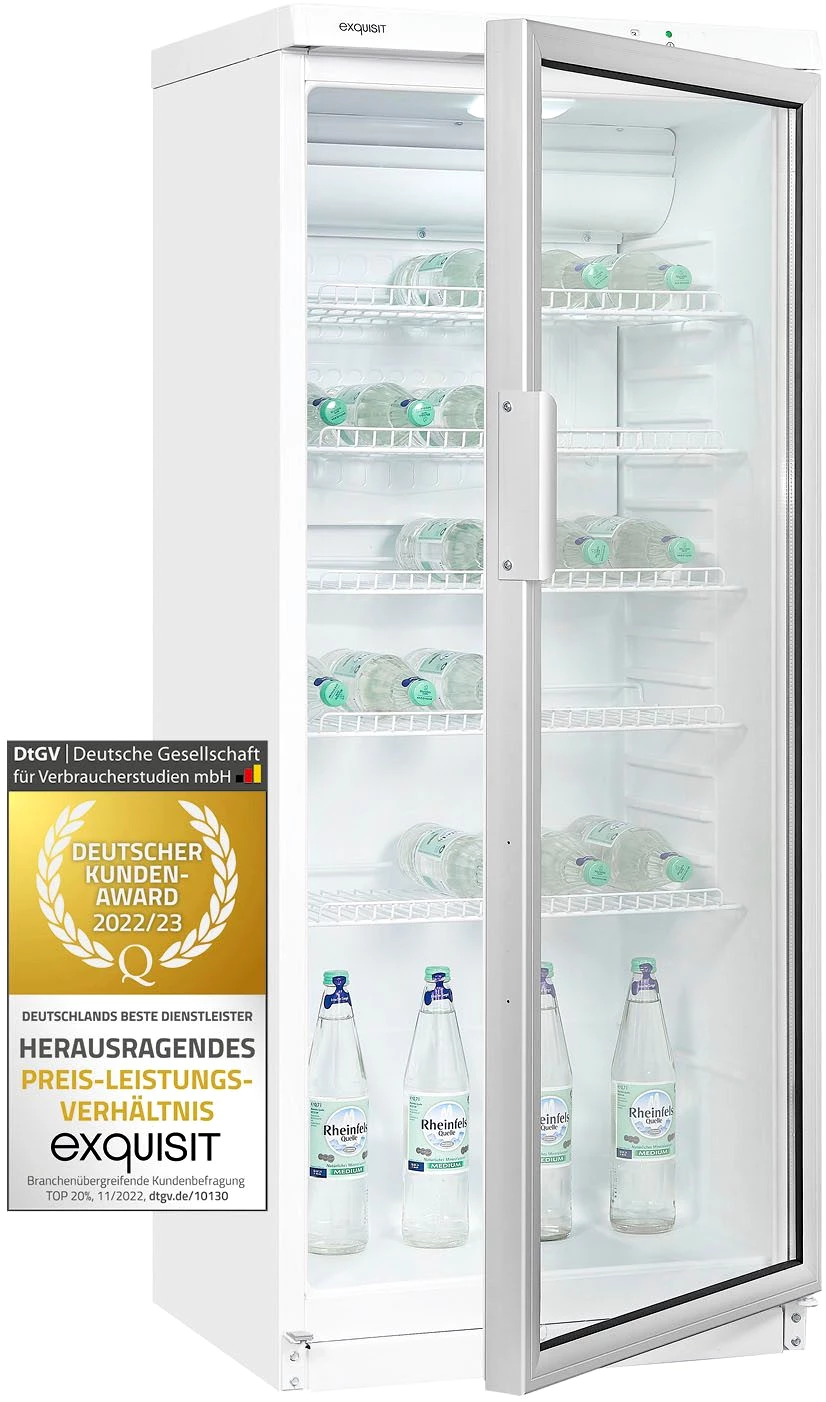exquisit Getränkekühlschrank GKS290-GT-280E weiss, 145 cm hoch, 60 cm breit