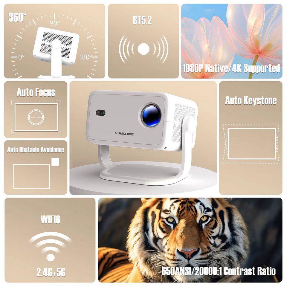 Magcubic Magcubic Tragbarer Mini Projektor Beamer L018 4K Android 11 Wifi6 Porta