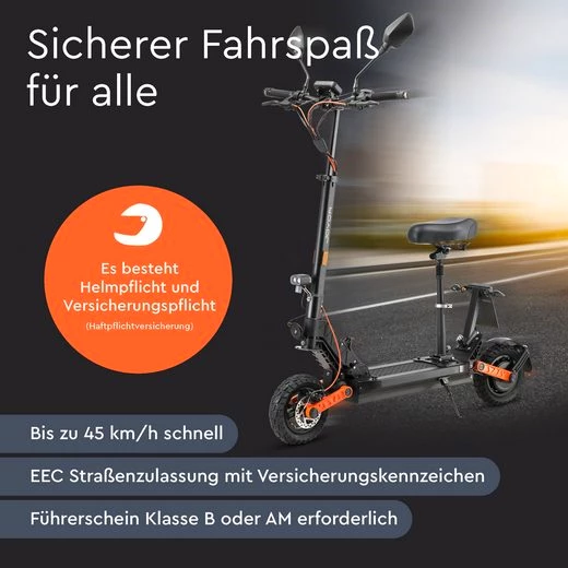 JOYOR E-Mofaroller S8E Elektroroller mit Straßenzulassung Sitz 45 km/h klappbar offroad, 45 km/h