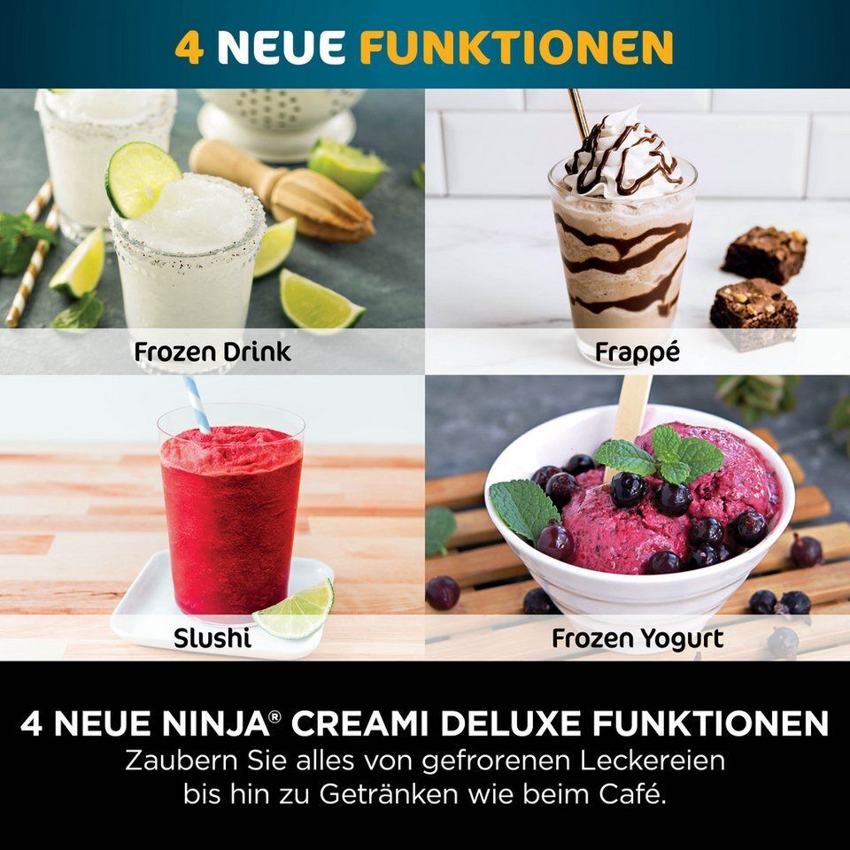 NINJA Eismaschine NC502EU Creami Deluxe, 10-in-1 Eis-und Eisgetränkmaschine, 0,7
