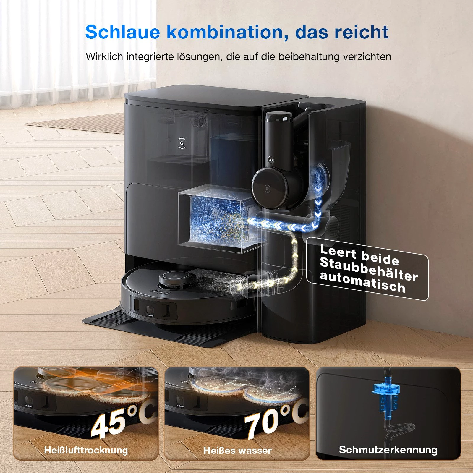 ECOVACS Nass-Trocken-Saugroboter T30S COMBO COMPLETE 2 in 1, Saugroboter und Akkustaubsauger