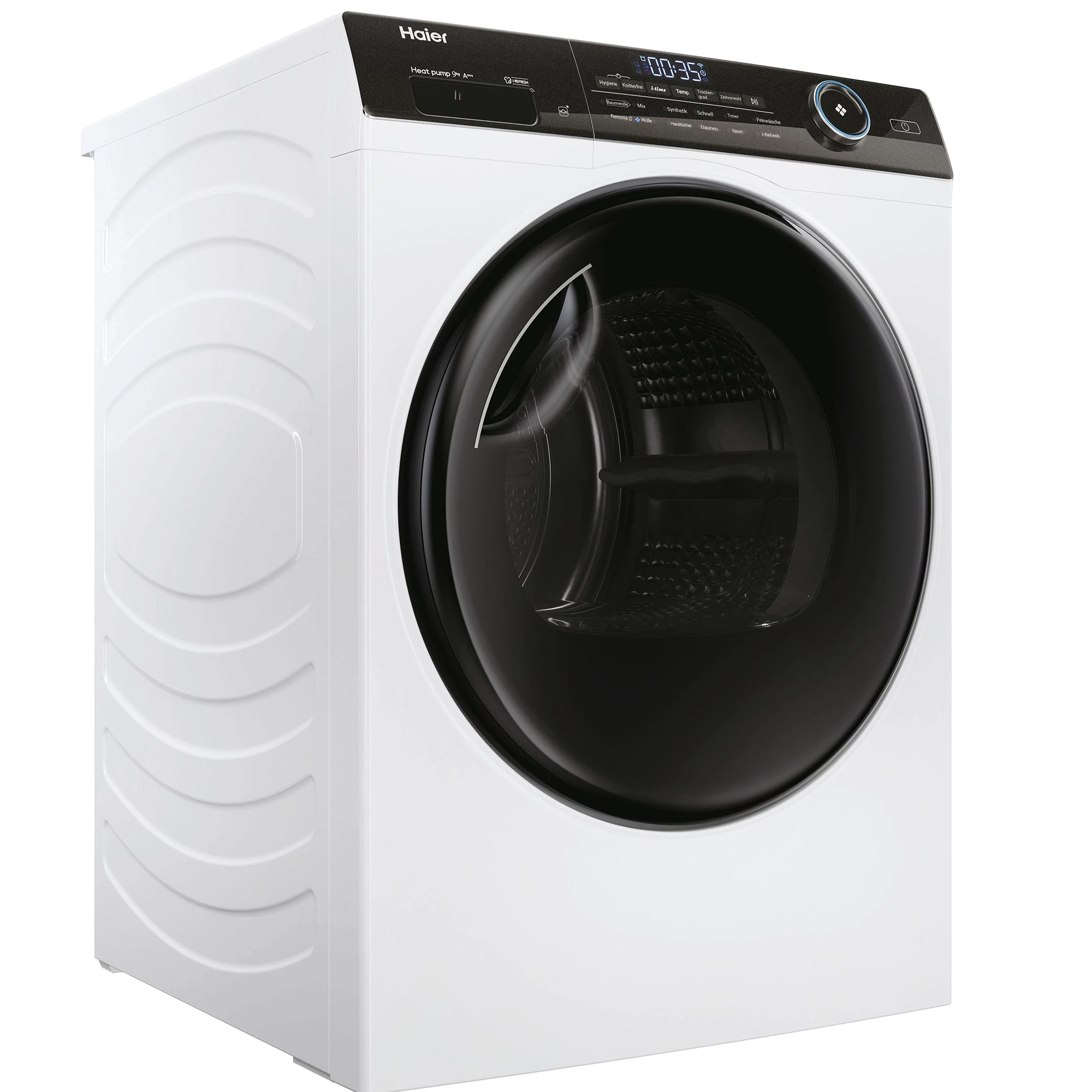 Haier Wärmepumpentrockner weiss HD90-A3TEAM5, 9 kg, Smart hOn App mit künstlicher Intelligenz