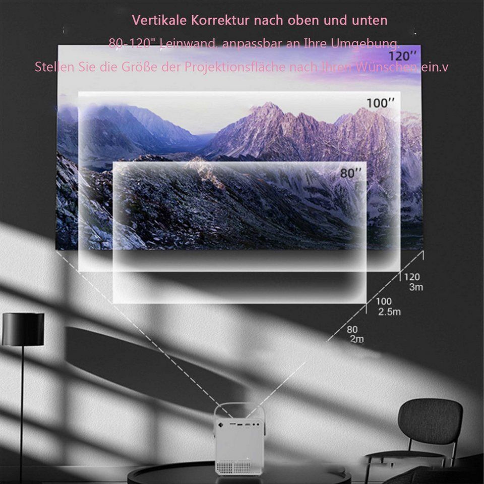 KINSI Mini-Beamer, Heimkino-Projektor, unterstützt 5G WiFi, BT5.0 Mini-Beamer (1