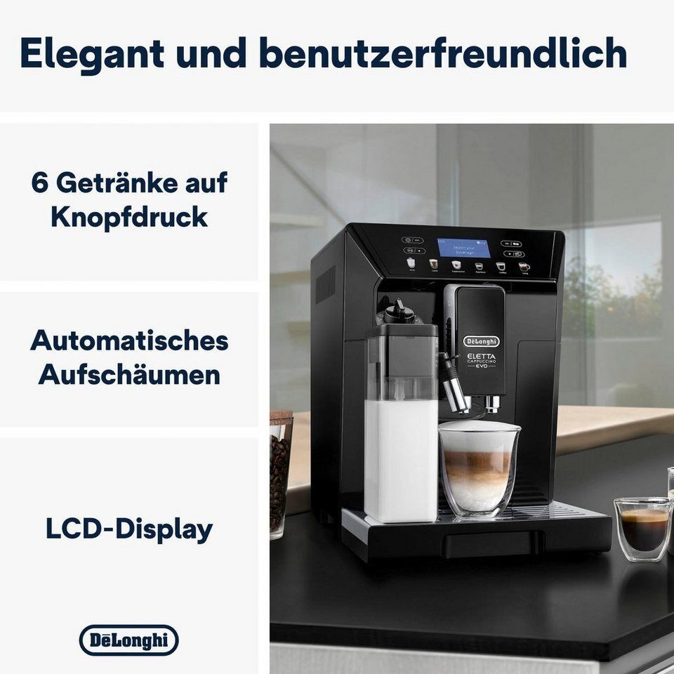 De'Longhi Kaffeevollautomat Eletta Evo ECAM46.860.B - Espresso, (Long) Coffee, C