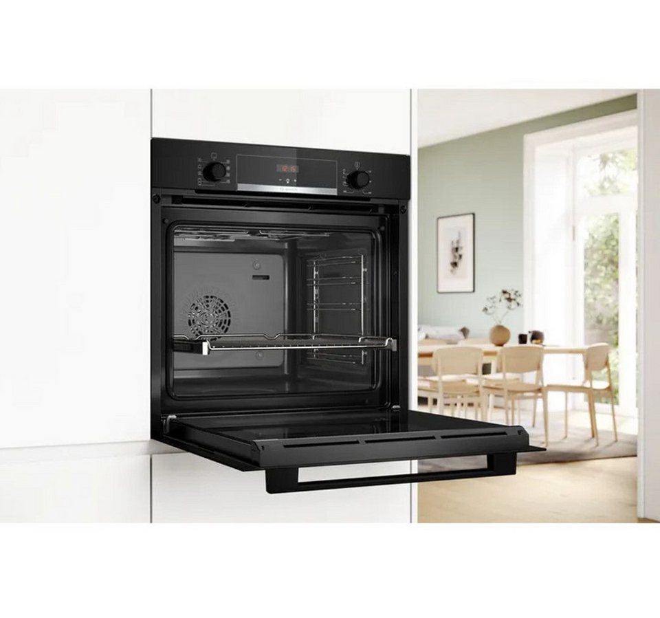 BOSCH Elektro-Herd-Set Bosch Autark Schwarz Backofen 3D Heißluft +Glaskeramik Ko