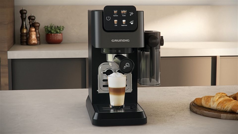 Grundig Siebträgermaschine KSM 6430, mit integriertem Milchbehälter, geeignet fü