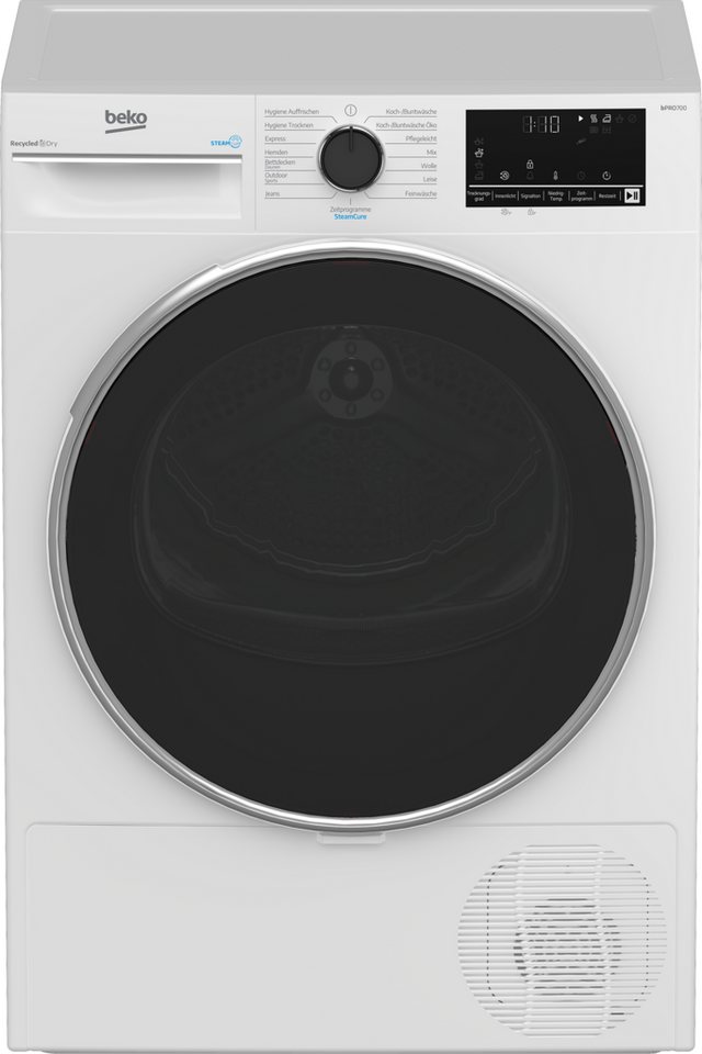 BEKO Wärmepumpentrockner B3TSW48C9ZW, SteamCure Dampffunktion befreit Wäsche von