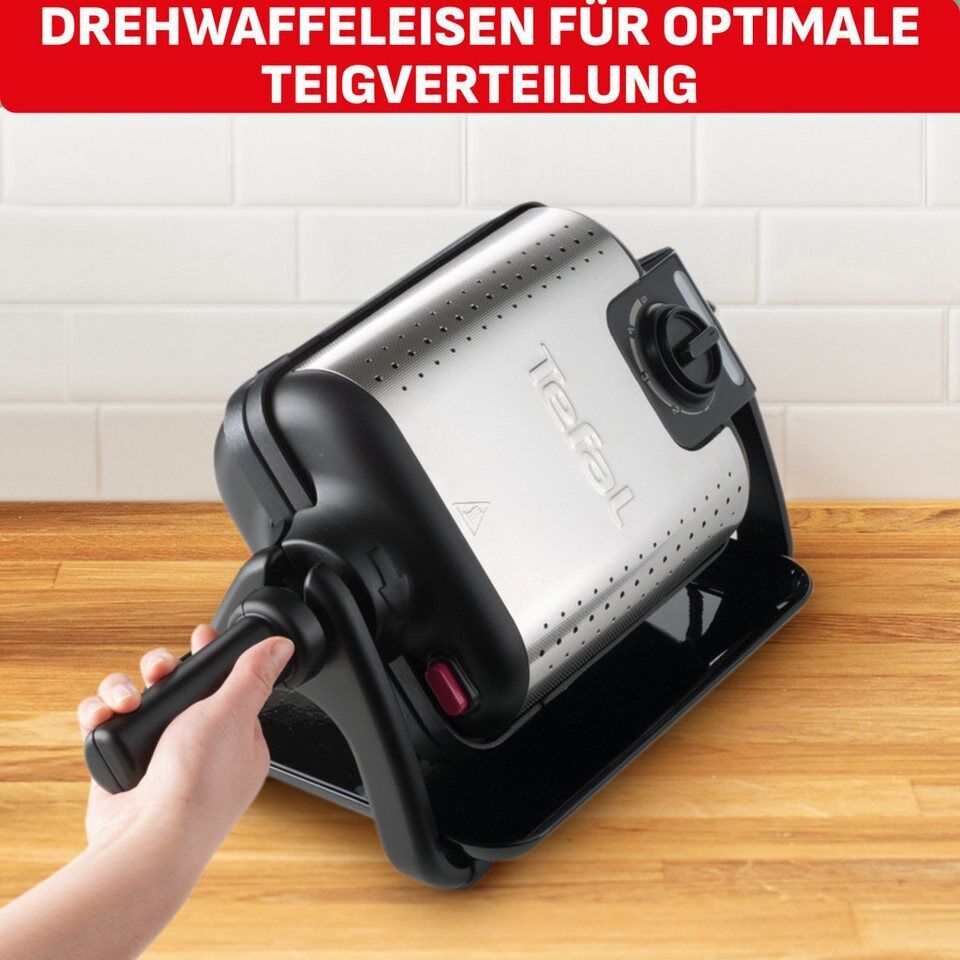 Tefal Waffeleisen WM756D Kingsize, 1200 W, für 2 belgische Waffeln, mit Dreh-Fun