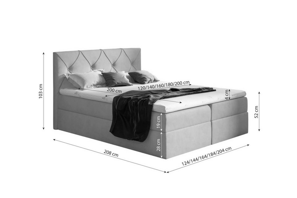 99rooms Boxspringbett Arian (Schlafzimmerbett, Bett), mit Bonellfederkern Matrat