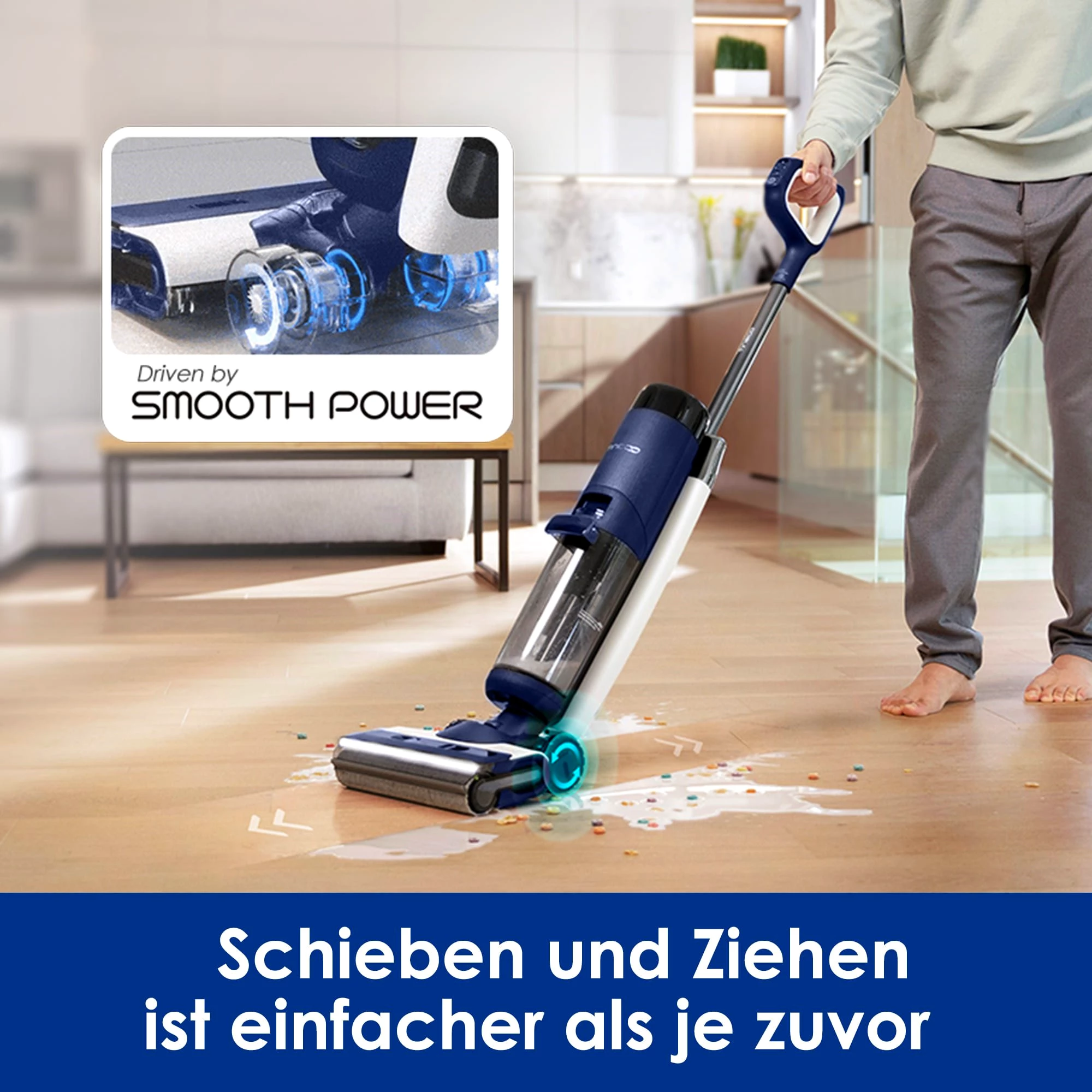 Tineco Nass-Trocken-Sauger Floor One S7 Flashdry PET, 70° Grad Heißluft-Trocknung, 40 Min Akku