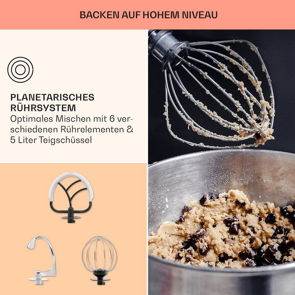 Klarstein Küchenmaschine mit Kochfunktion, 1800 W, 5.2 l Schüssel, Knetmaschine