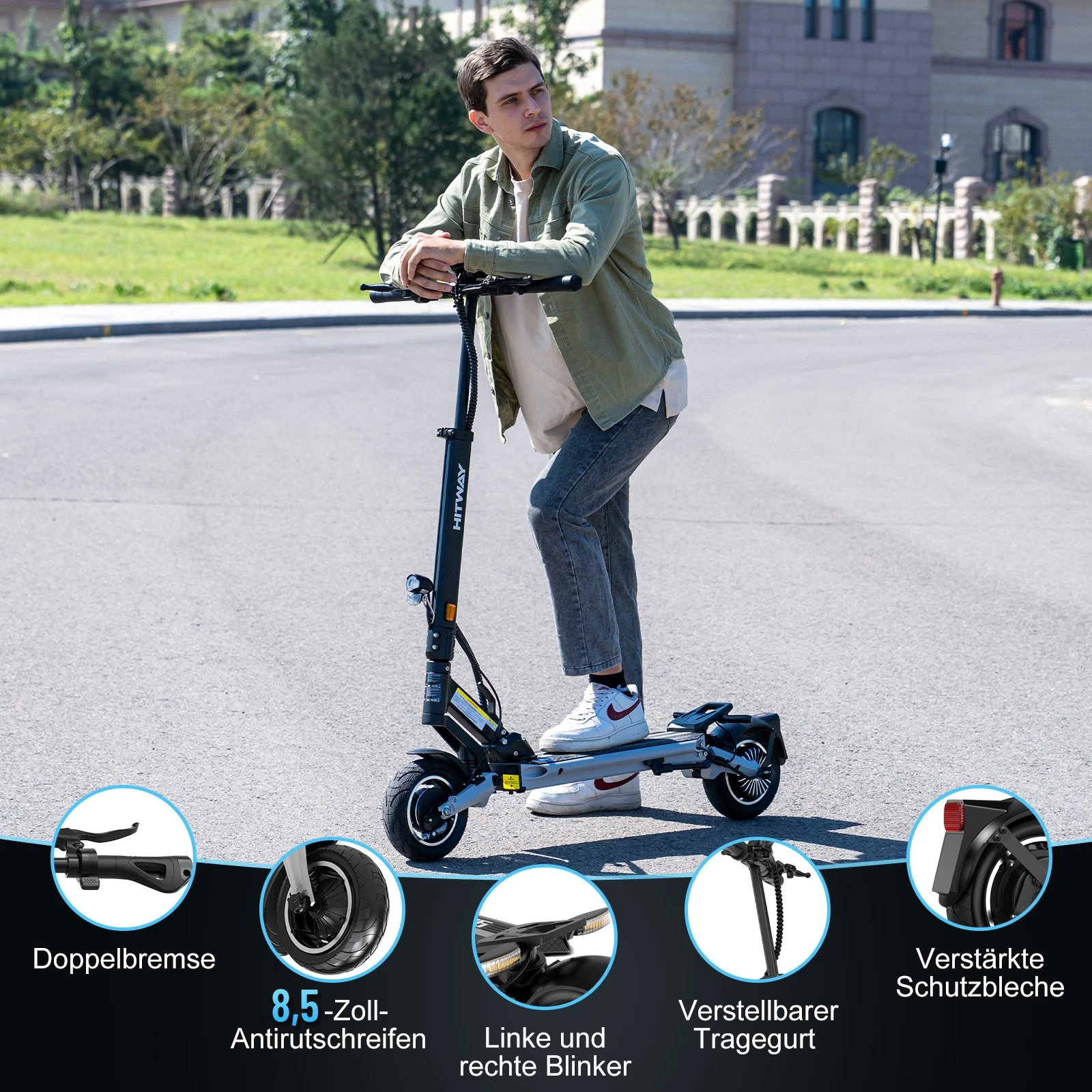 HITWAY E-Scooter 8,5 Zoll Klappbar E-roller 20km/h, 500W, mit Strassenzulassung , 20,00 km/h