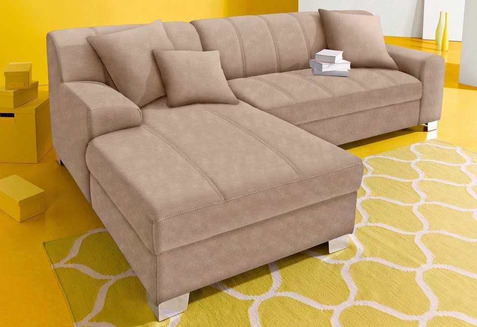 DOMO collection Ecksofa Turah incl. Zierkissen, moderne Steppung, auch in Leder,