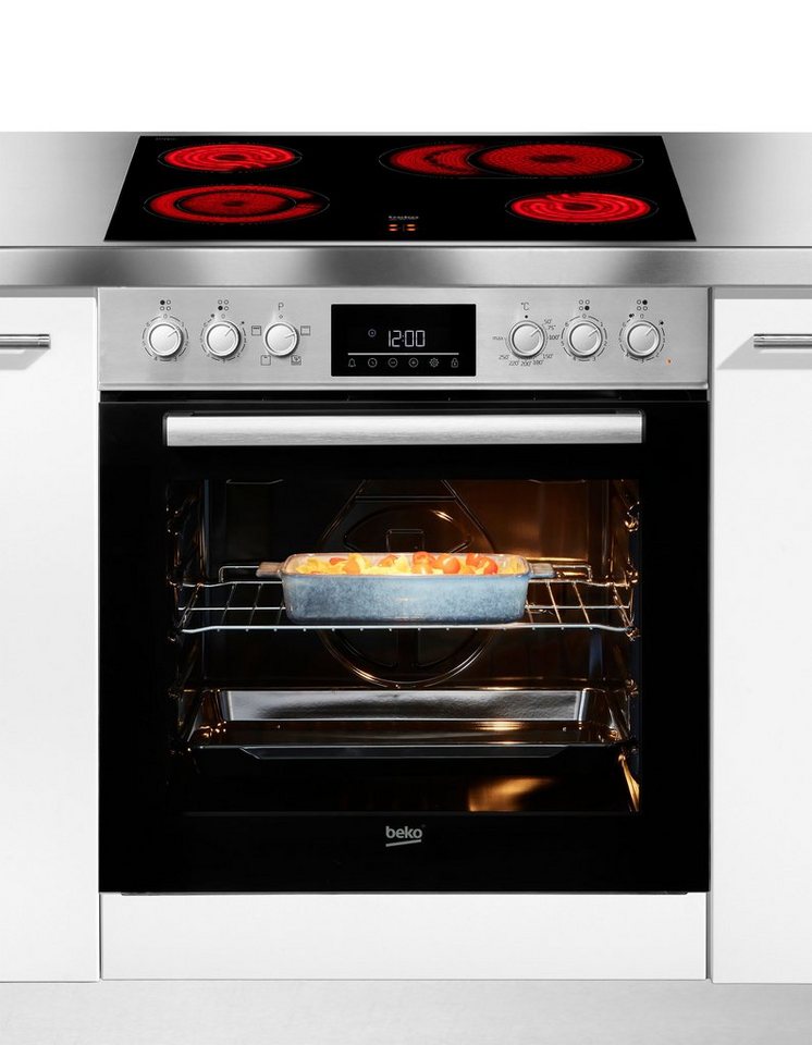 BEKO Elektro-Herd-Set BBUC1132T0X, Klassisches Herd-Set mit komfortabler Backofe