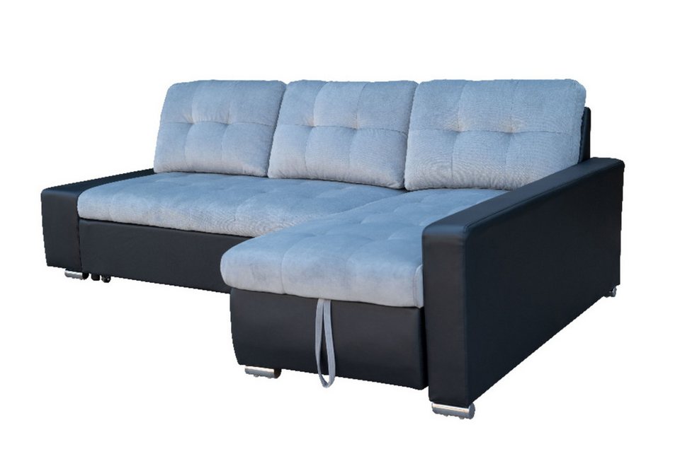 Happy Home Ecksofa Ecksofa Sofabett mit Stauraum und Bettfunktion schwarz Ledero