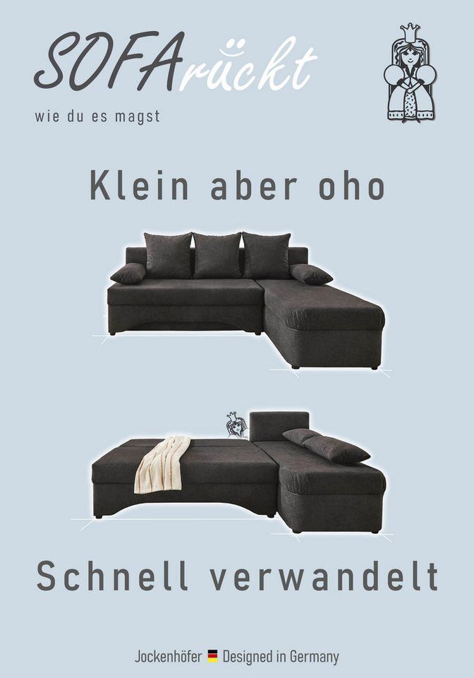 Jockenhöfer Gruppe Ecksofa L-Form, B: 191 cm, mit Bettfunktion & Bettkasten, Uns