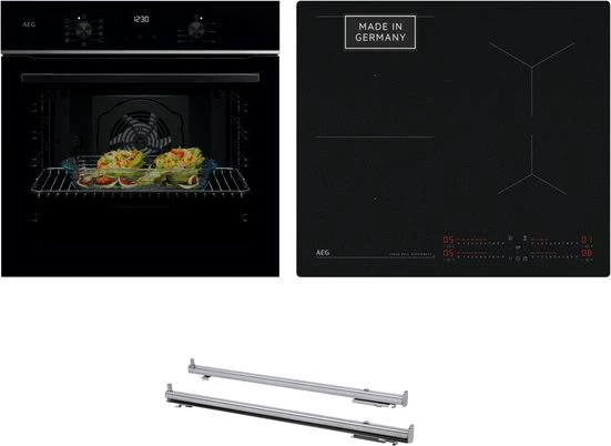 AEG Backofen-Set HH24BSISML, mit 1-fach-Teleskopauszug, Aqua Clean
