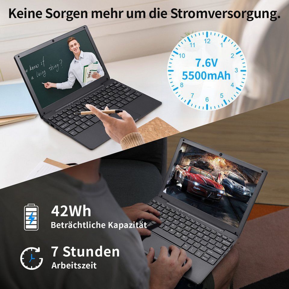 LONGEVINCE 10,1 Zoll Mini Laptop, 8GB RAM Notebook (25,6 cm/10.1 Zoll, Intel Cel