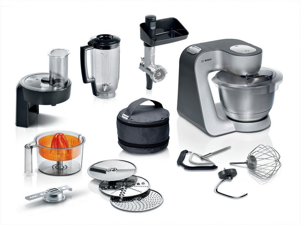 BOSCH Küchenmaschine MUM5935B Durchlaufschnitzler, 3 Scheiben, Mixer, silber, 10