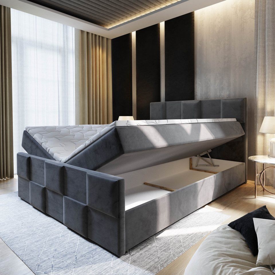 Masseno Boxbett MONA 140x200 cm mit Bonell Matratze und Topper