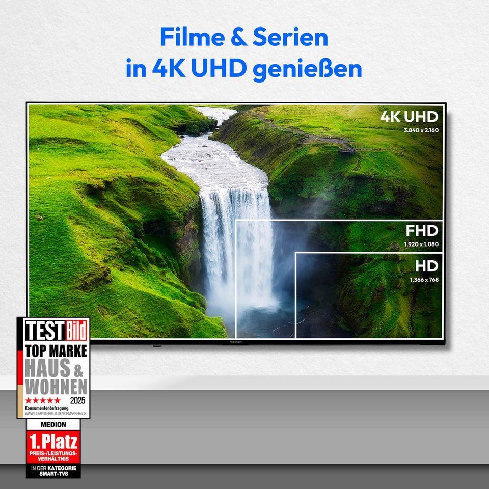 Medion® MD843700 QLED-Fernseher (108 cm/43 Zoll, 4K Ultra HD, Smart-TV, Dolby Vi