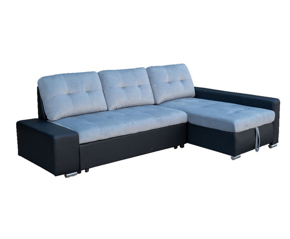 Happy Home Ecksofa Ecksofa Sofabett mit Stauraum und Bettfunktion schwarz Ledero