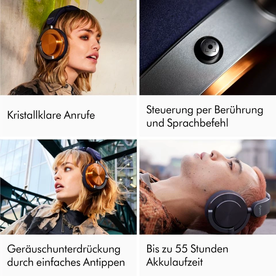 DYSON Dyson OnTrac™ Aluminium/Gelb mit Ohrpolstern in Blush Rosa Over-Ear-Kopfhörer (Bluetooth)
