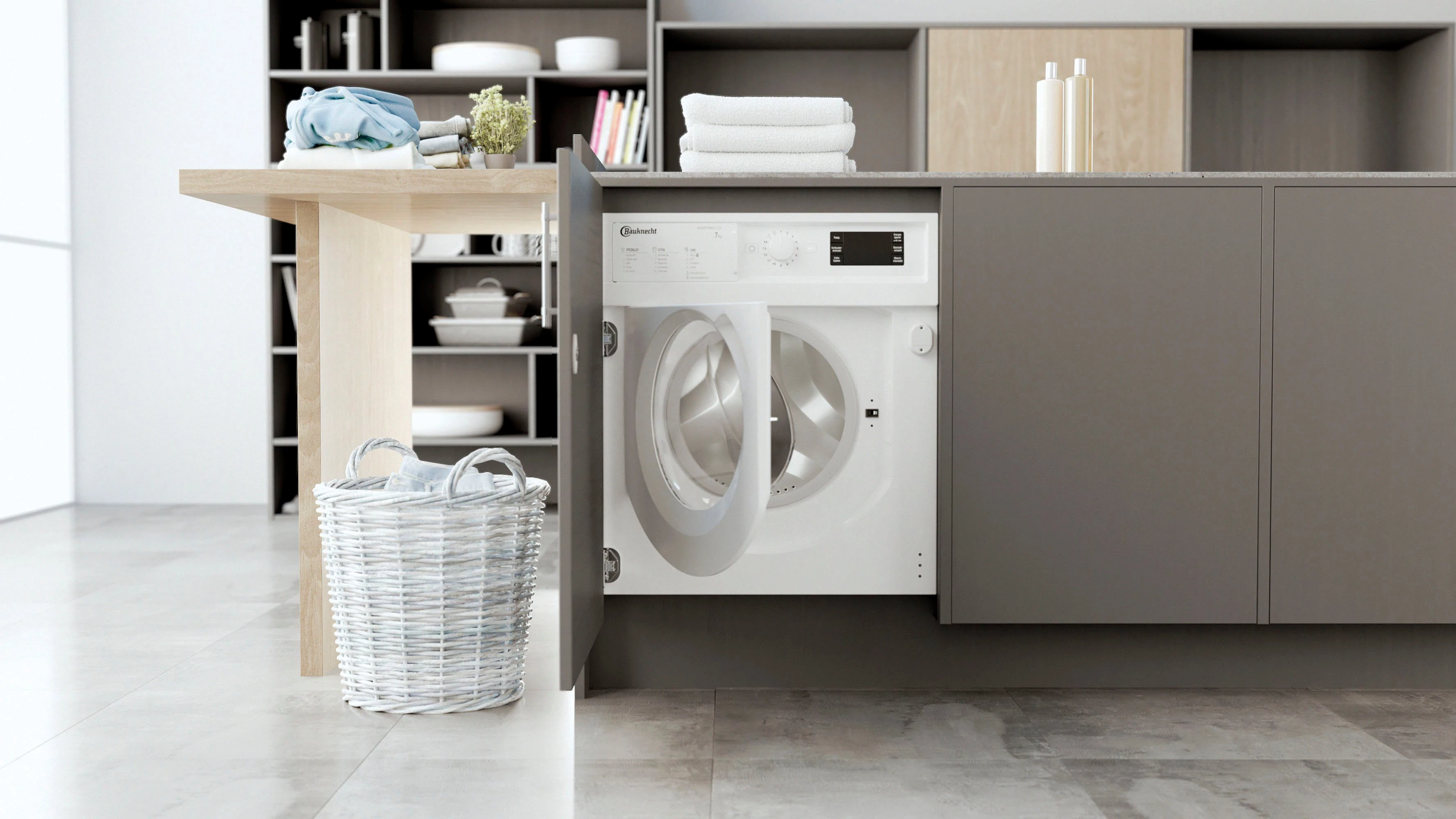 BAUKNECHT Einbauwaschmaschine BI WMBG 71483E DE N, 7 kg, 1400 U/min
