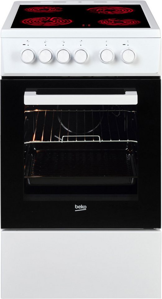 BEKO Elektro-Standherd FSS57000GW, Simple Steam Reinigungsfunktion, mit Kleinflä