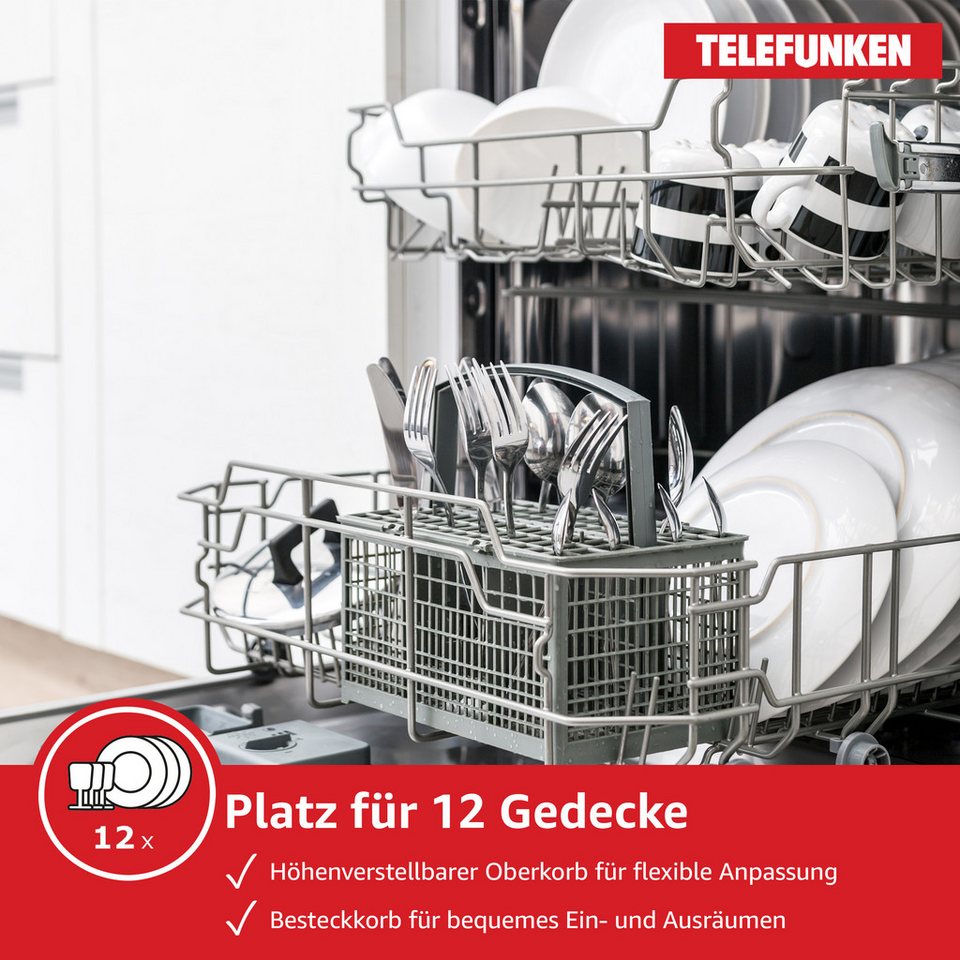 Telefunken Standgeschirrspüler GFS6012DI, 12 l, 12 Maßgedecke, Spülmaschine frei