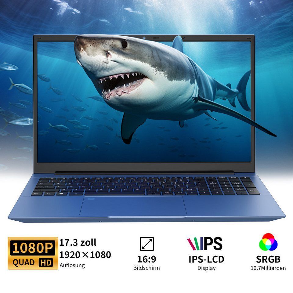 LONGEVINCE Full HD Business-Notebook, 16GB RAM Notebook (43,94 cm/17.3 Zoll, Int