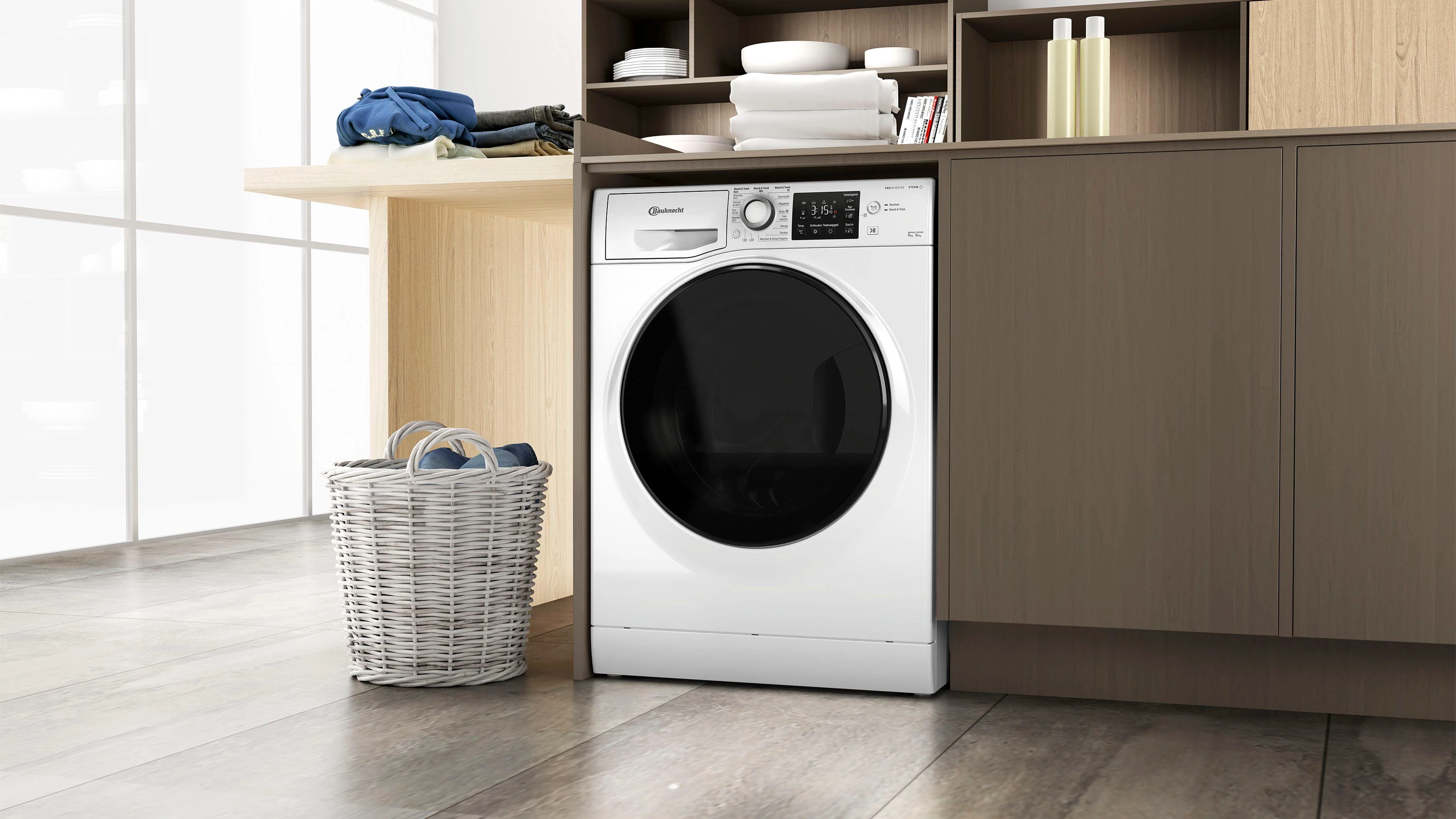 BAUKNECHT Waschtrockner WT Super Eco 96S 41 N, 9 kg, 6 kg, 1400 U/min, 4 Jahre Herstellergarantie
