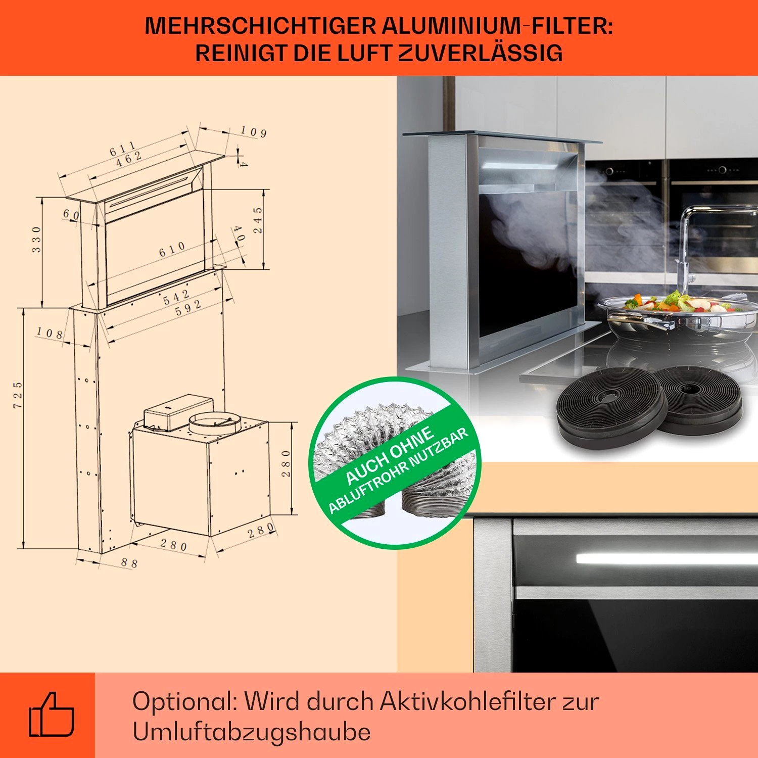 Klarstein Deckenhaube Royal Flush Eco Serie CGCH3-Royal-FlushEco Royal Flush Eco
