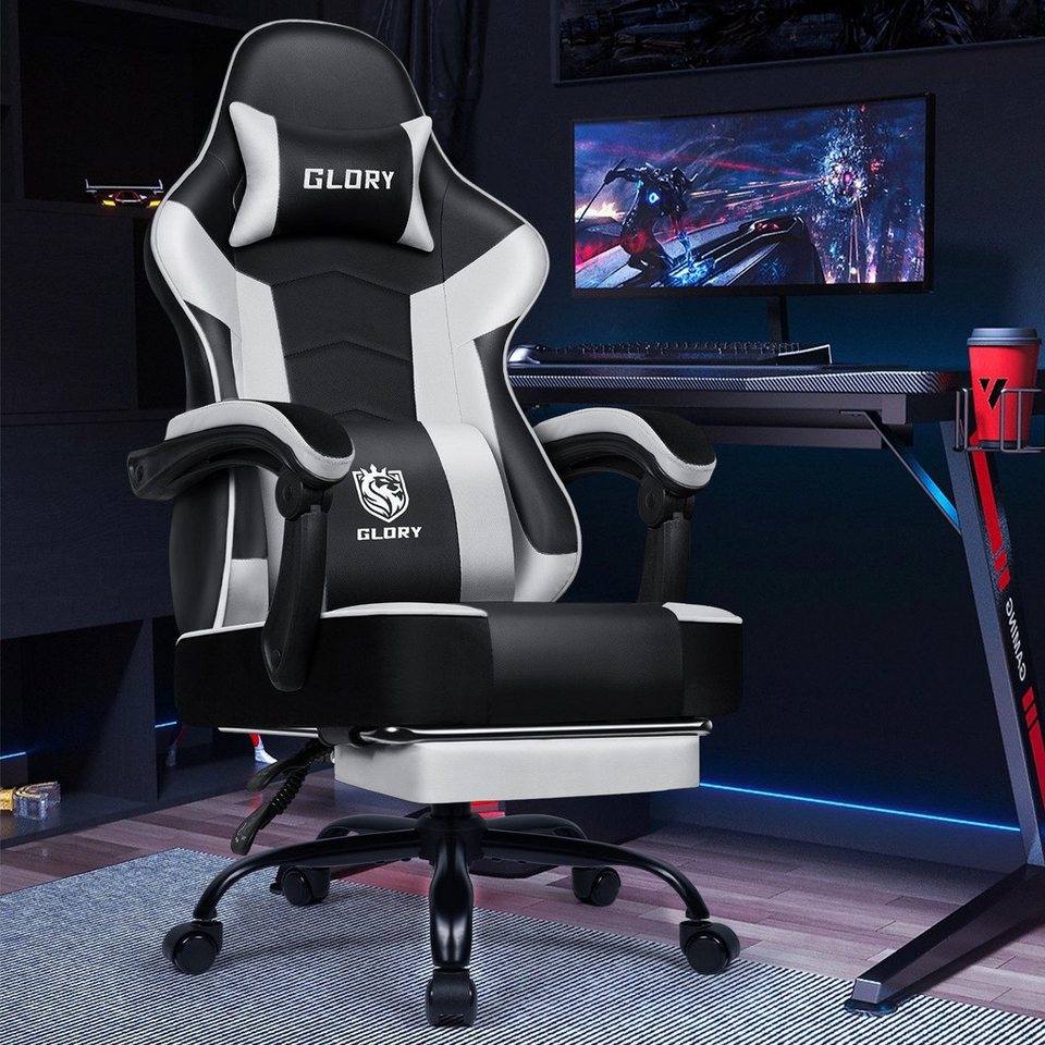 Hiazurm Gaming-Stuhl Gaming Stuhl, Bürostuhl Ergonomisch Wippfunktion bis zu 170