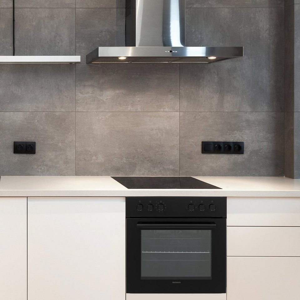 Telefunken Elektro-Herd-Set ECH65A-B2, VapClean, Einbauherdset, 65 L, Backofen m