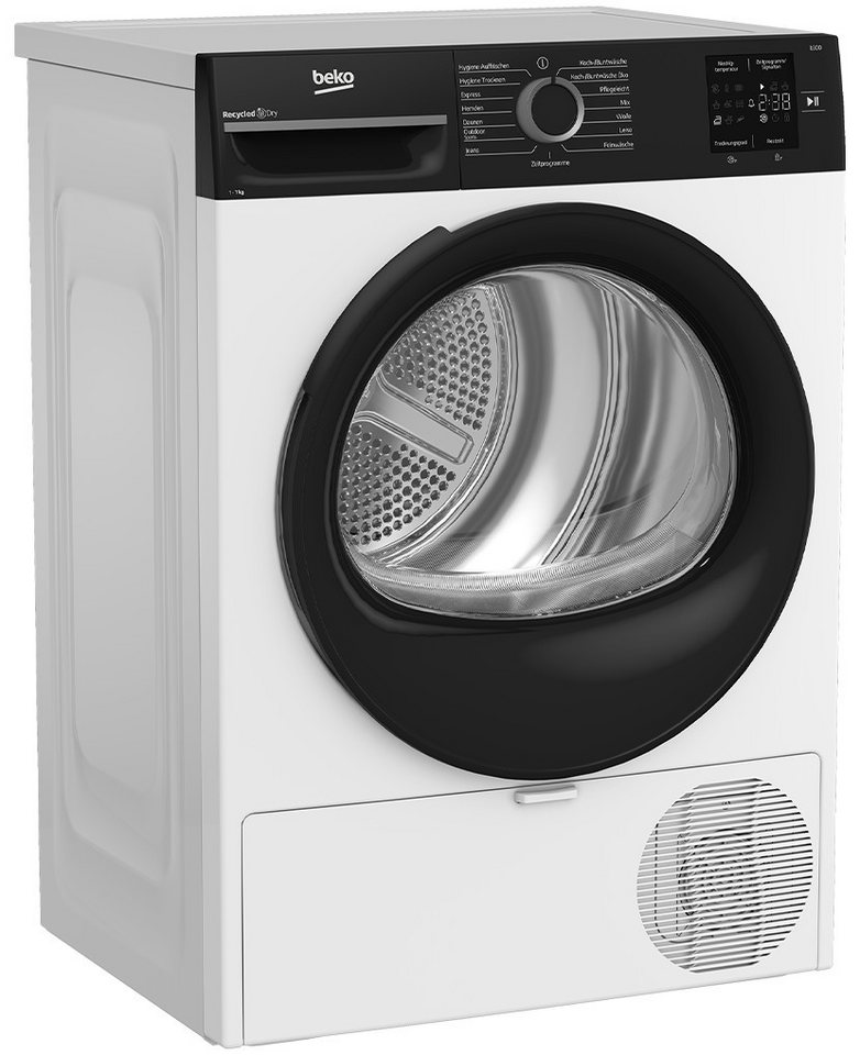 BEKO Wärmepumpentrockner BM3T37240W, Hygiene Auffrischen, Multifunktionsdisplay,