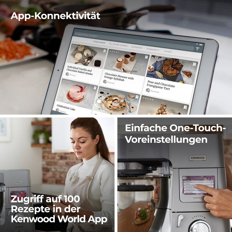 KENWOOD Küchenmaschine mit Kochfunktion Cooking Chef XL KCL95.424SI, 1500 W, 6,7