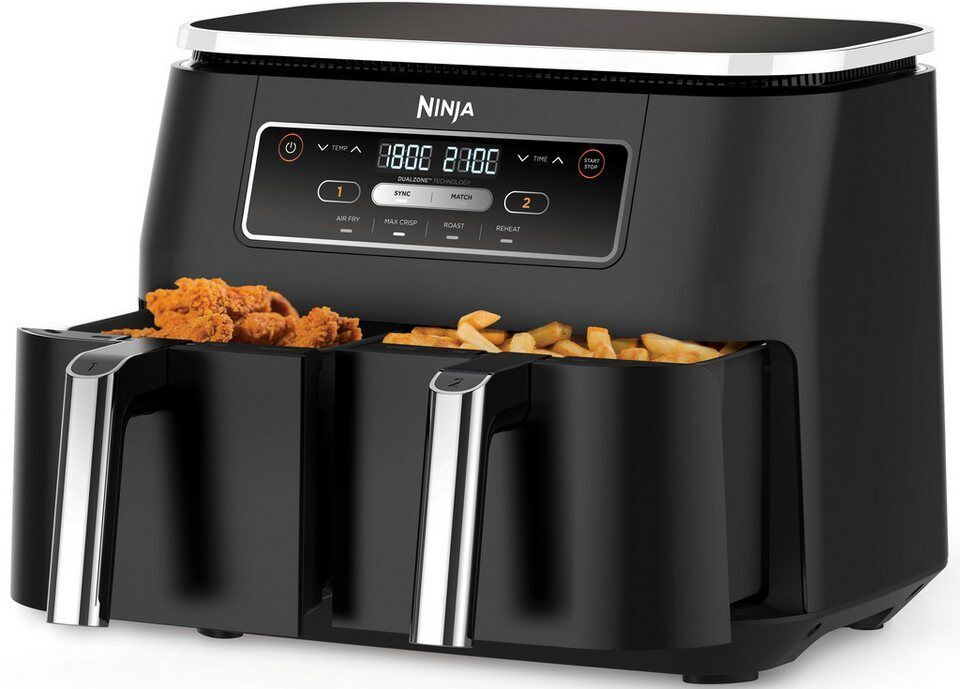 NINJA Heißluftfritteuse AF200EU Ninja Foodi, 2400 W, 4-in-1 Dual Zone, 7,6 L