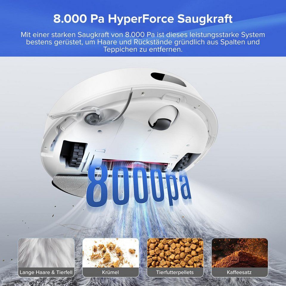 Roborock Saugroboter Q7 BF+, Upgrade von Q7 max+/Q5MAX+/Q5 Pro+, 40 W, 8000 Pa,