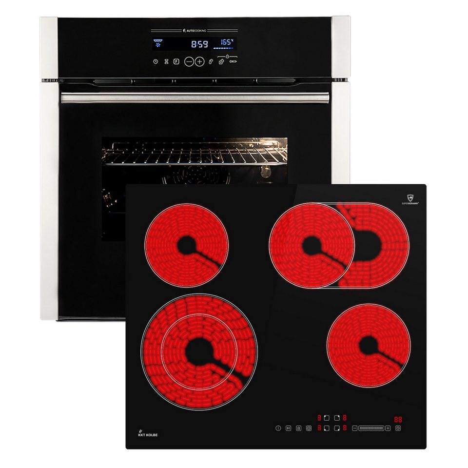 KKT KOLBE Backofen-Set Backofen und Kochfeld SET8016CH59RL, mit 2-fach Teleskopa