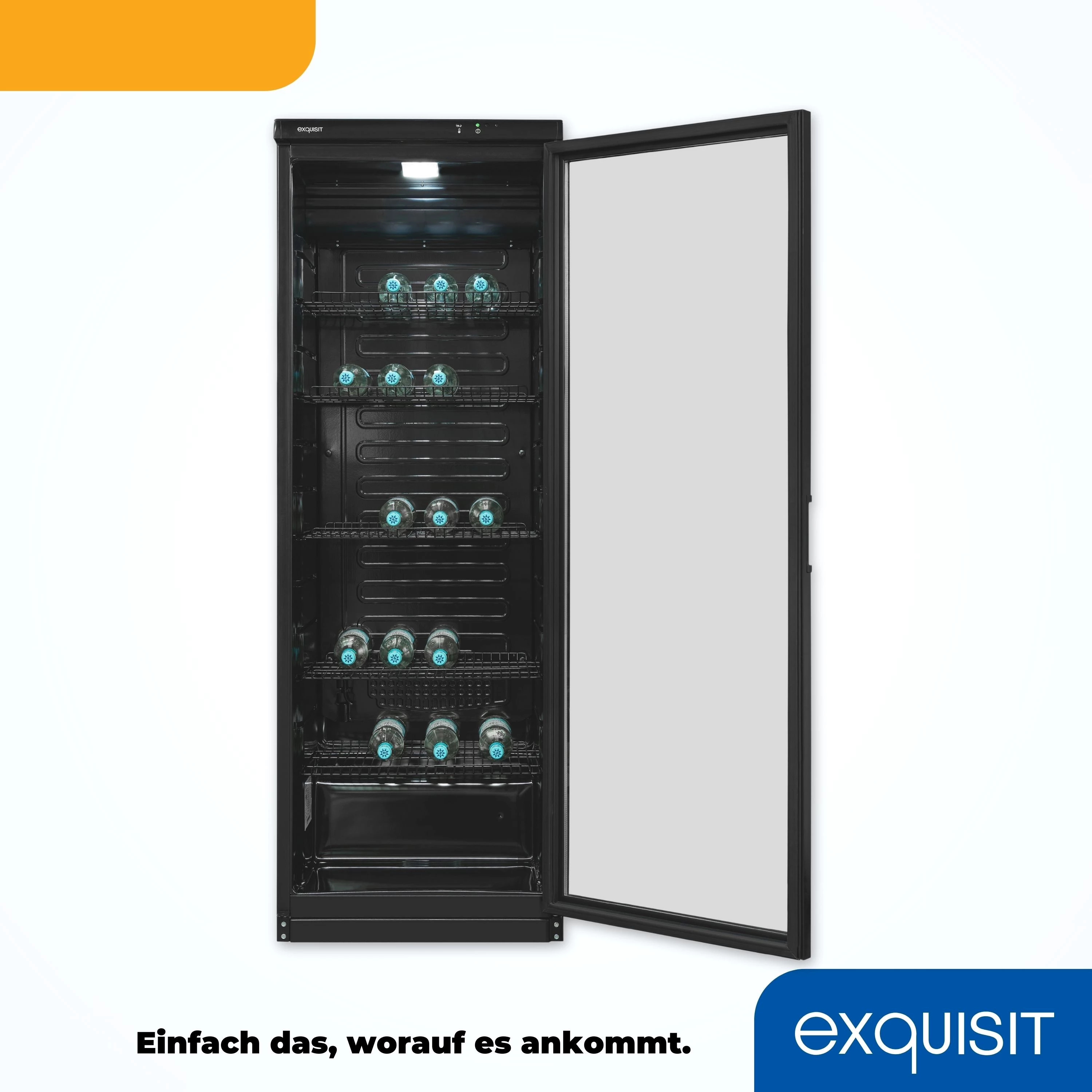 exquisit Getränkekühlschrank GKS350-1-GT-280D schwarz, 173 cm hoch, 60 cm breit, 320 L Volumen