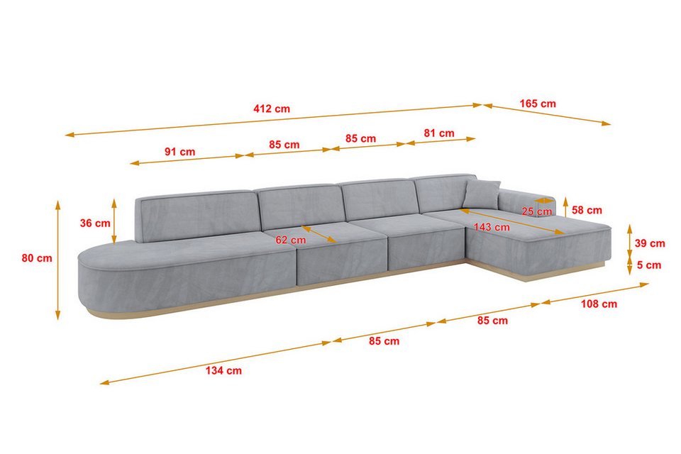 ALTDECOR Ecksofa IREA-L3, Sofa Praktische Bequeme Funktionsecke Couch L-Form Eck