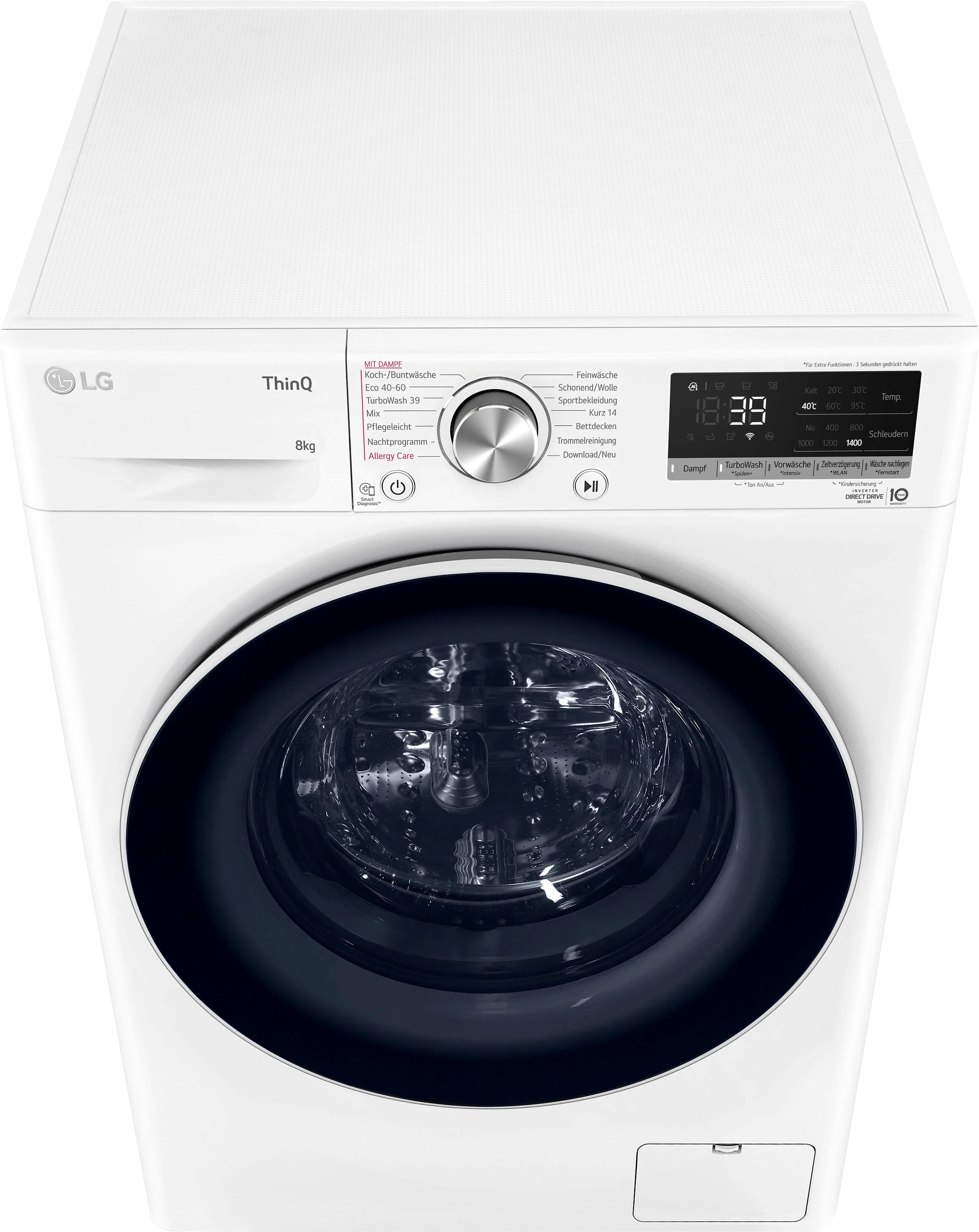 LG Waschmaschine F4WV5080, 8 kg, 1400 U/min, Steam-Funktion