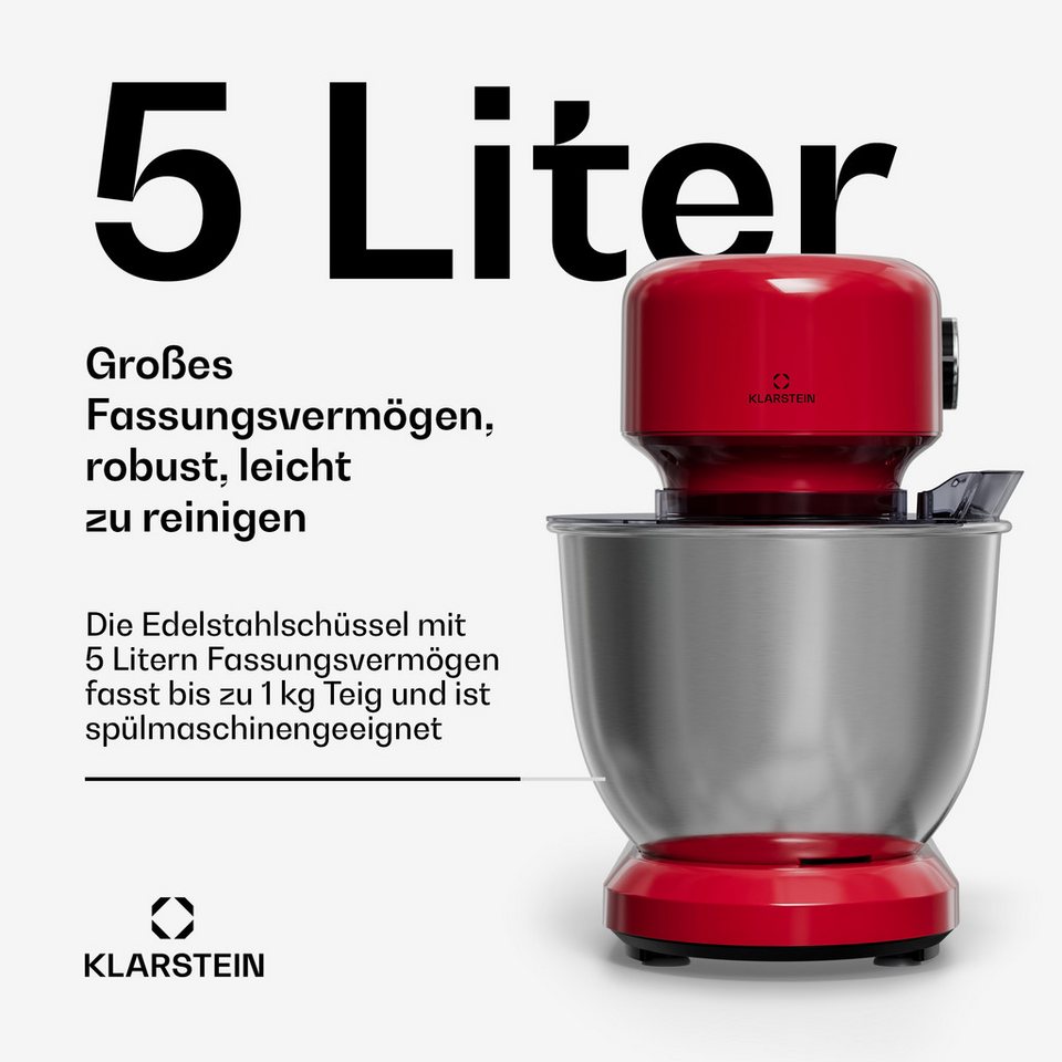 Klarstein Küchenmaschine mit Kochfunktion, 1500 W, 5 l Schüssel, Kompakt Küche m