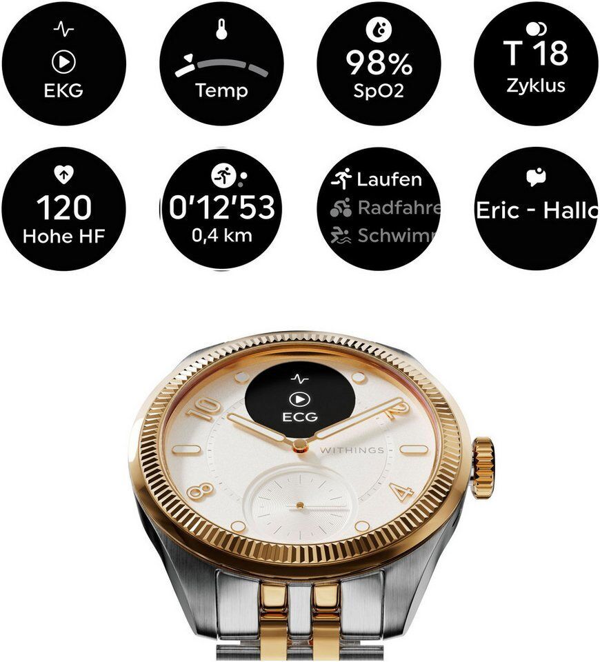 Withings ScanWatch Nova Brilliant Edition 39mm, Edelstahl, Akku: 35 Tage Smartwa